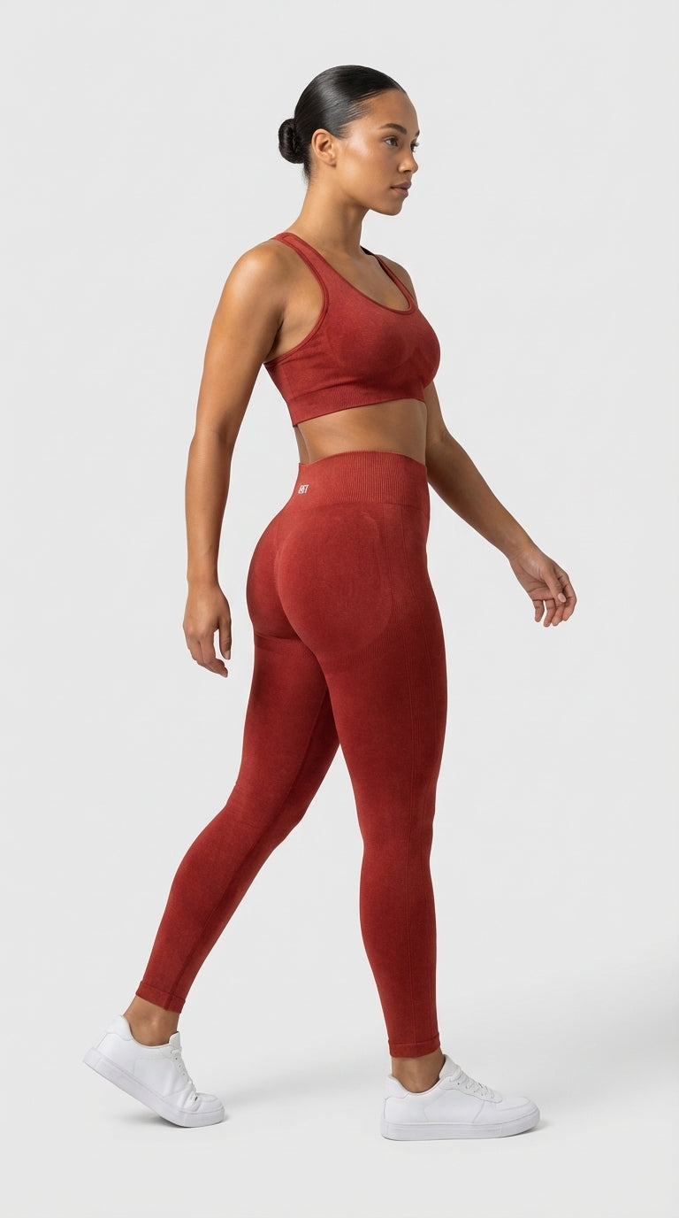 Sculpt Acid Washed Leggings - Burnt Rouge