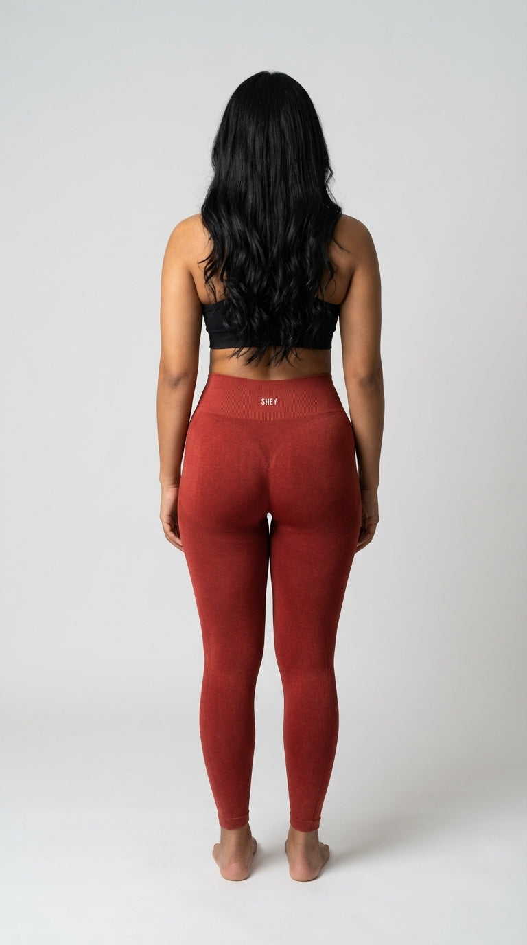 Sculpt Acid Washed Leggings - Burnt Rouge