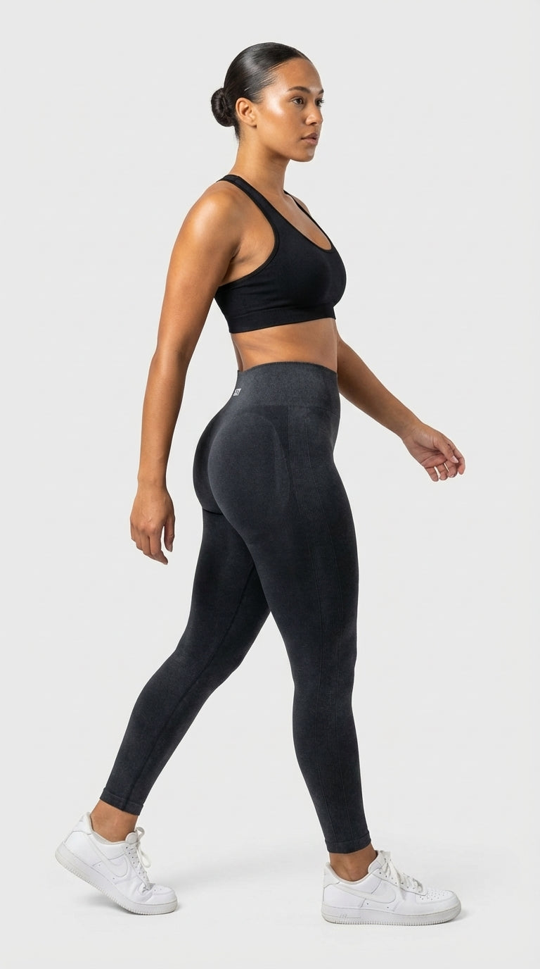 Sculpt Acid Washed Leggings - Obsidian Black